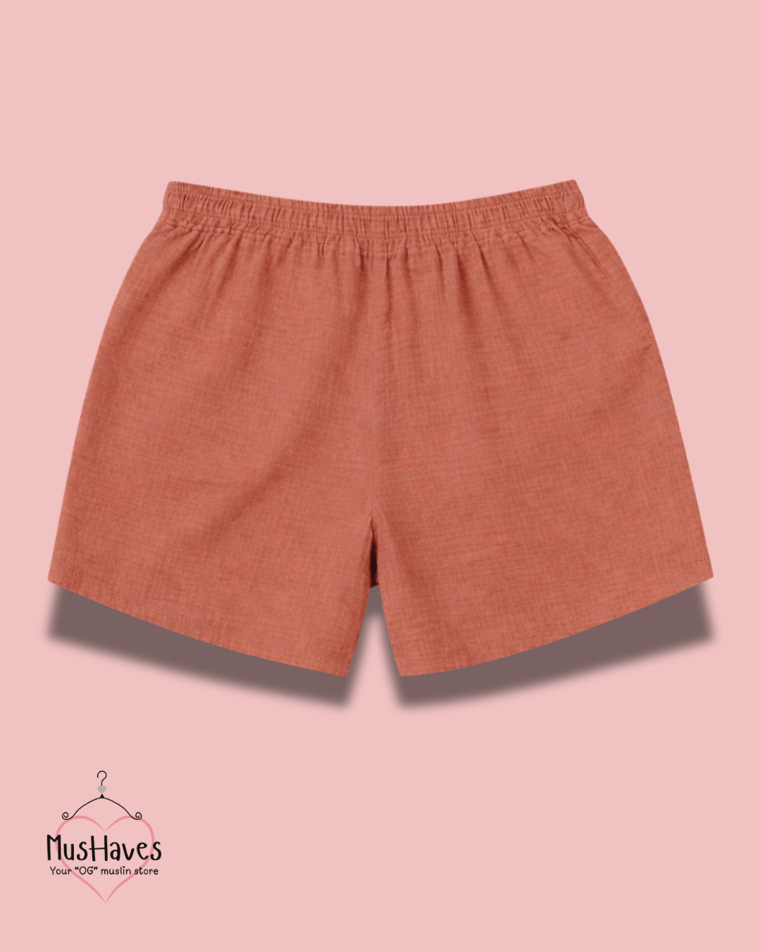 Premium Muslin Bottoms | Shorts | 100% Organic Cotton | Women | Terracotta Orange