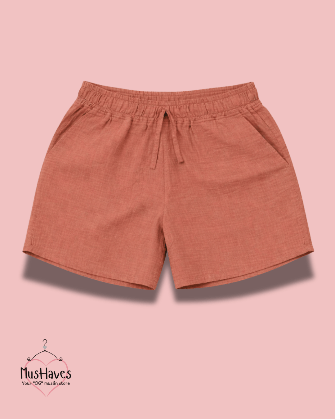 Premium Muslin Bottoms | Shorts | 100% Organic Cotton | Women | Terracotta Orange