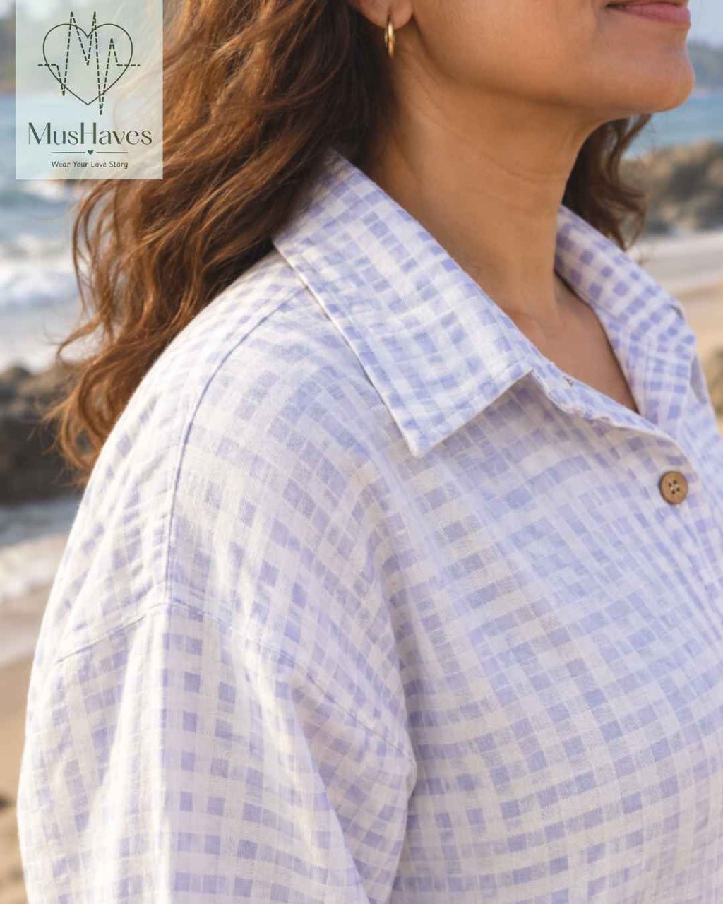Signature Muslin Shirt Dress - Blue Checks