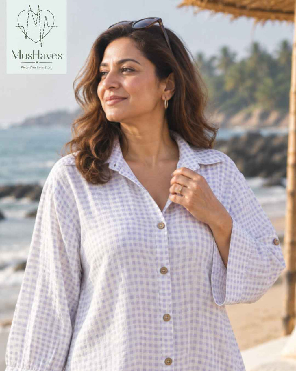Signature Muslin Shirt Dress - Blue Checks