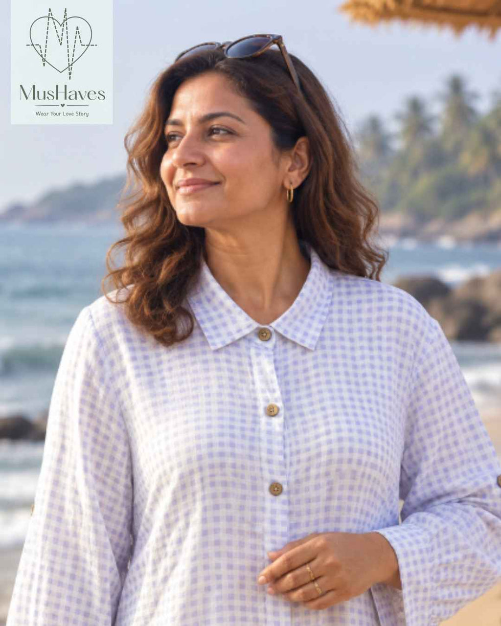 Signature Muslin Shirt Dress - Blue Checks