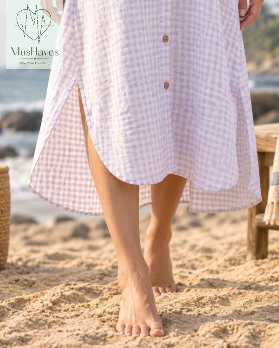 Signature Muslin Shirt Dress - Blue Checks