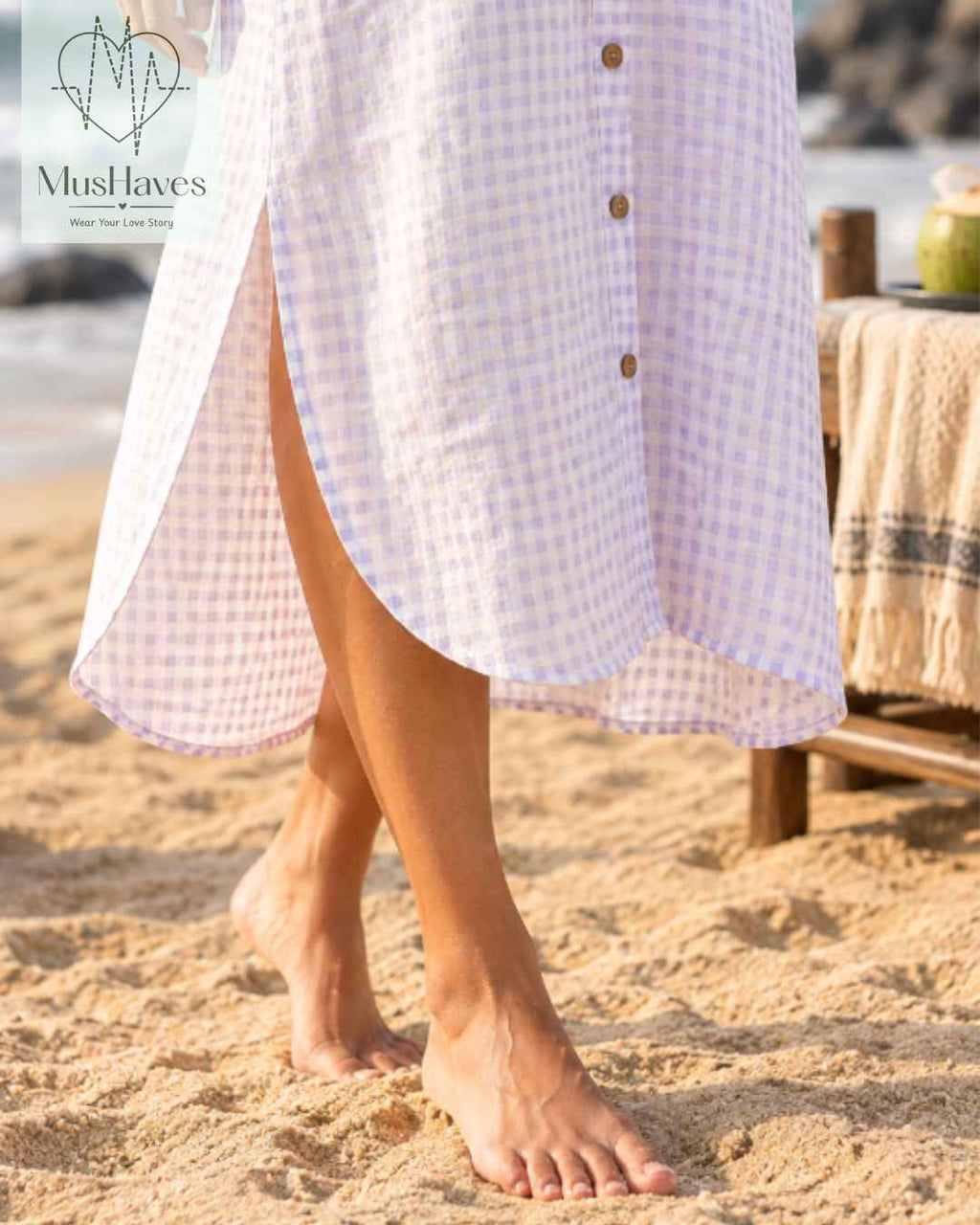 Signature Muslin Shirt Dress - Blue Checks