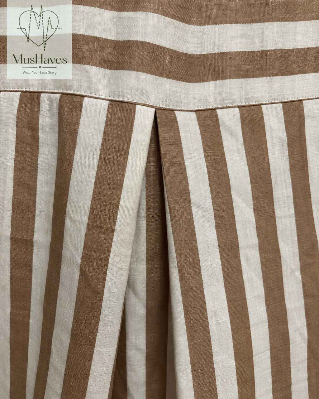 Signature Muslin Shirt Dress - Brown Stripes