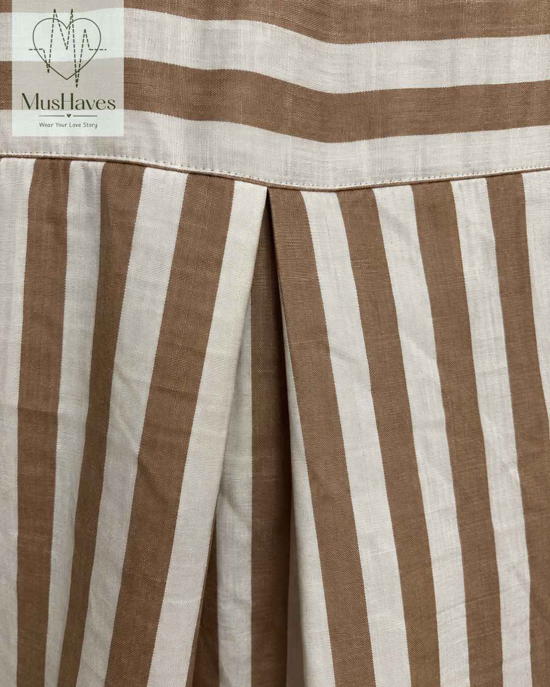 Signature Muslin Shirt Dress - Brown Stripes