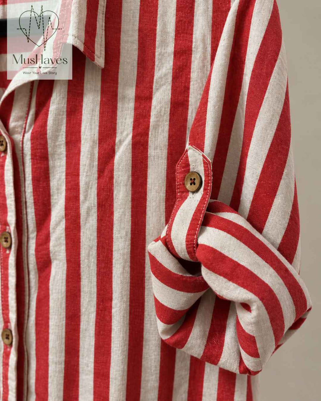 Signature Muslin Shirt Dress - Red Stripes