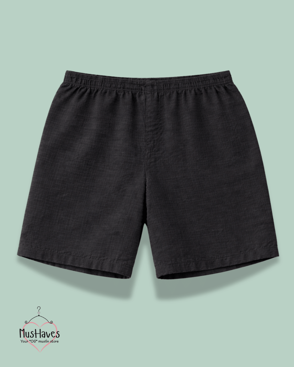 Classic Muslin Shorts Unisex – Charcoal Black