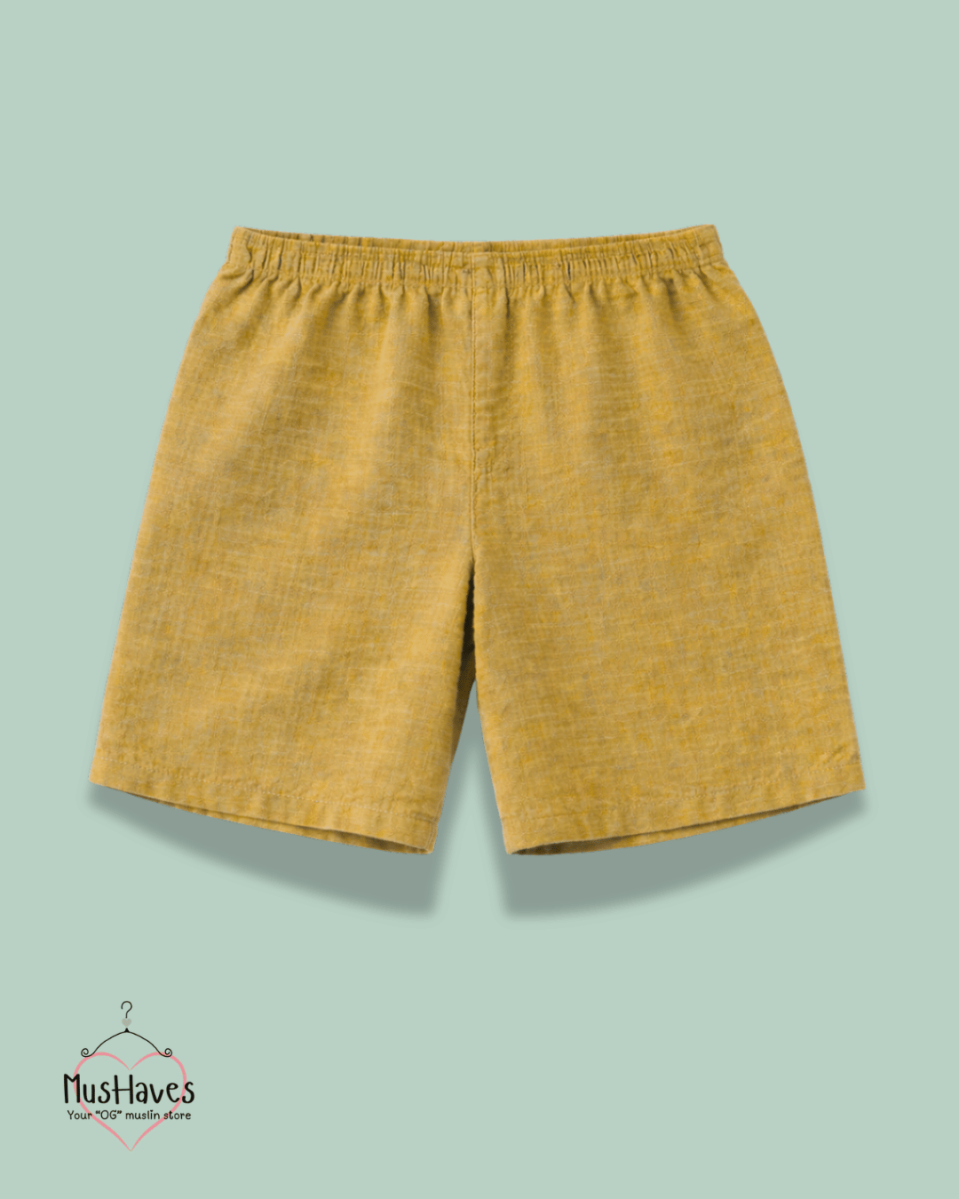 Premium Muslin Bottoms | Shorts | 100% Organic Cotton | Unisex | Mustard Yellow