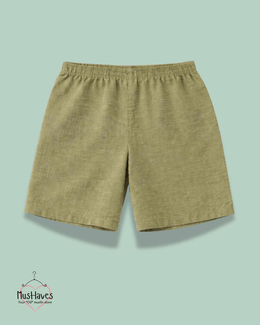 Premium Muslin Bottoms | Shorts | 100% Organic Cotton | Unisex | Olive Green