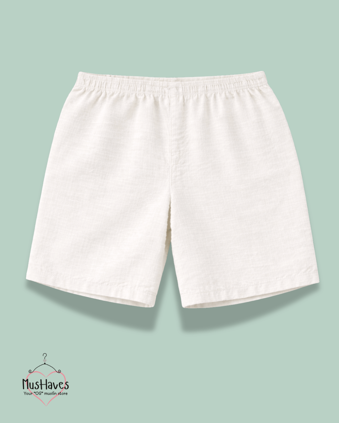 Premium Muslin Bottoms | Shorts | 100% Organic Cotton | Unisex | Pearl White