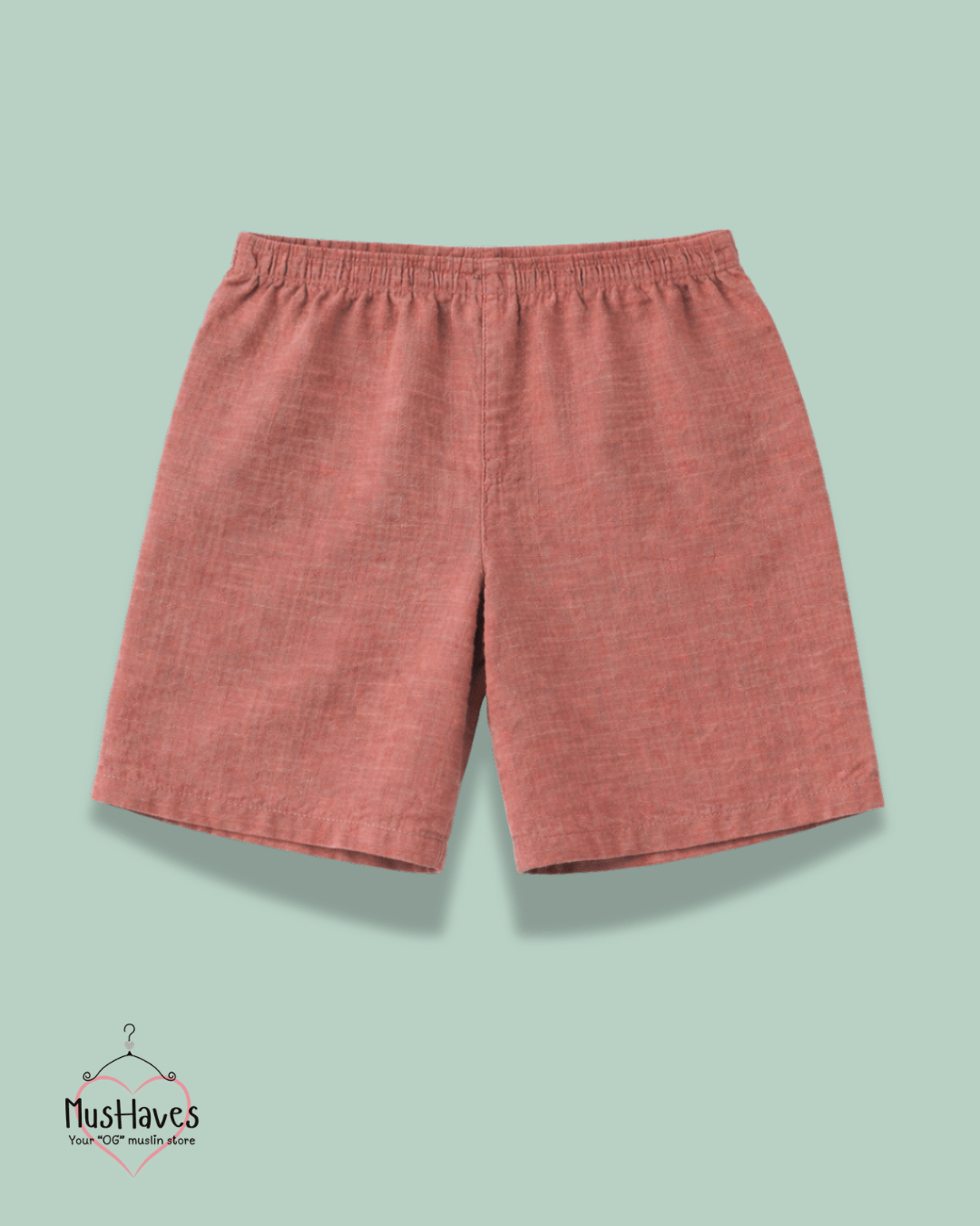 Premium Muslin Bottoms | Shorts | 100% Organic Cotton | Unisex | Rusty Red