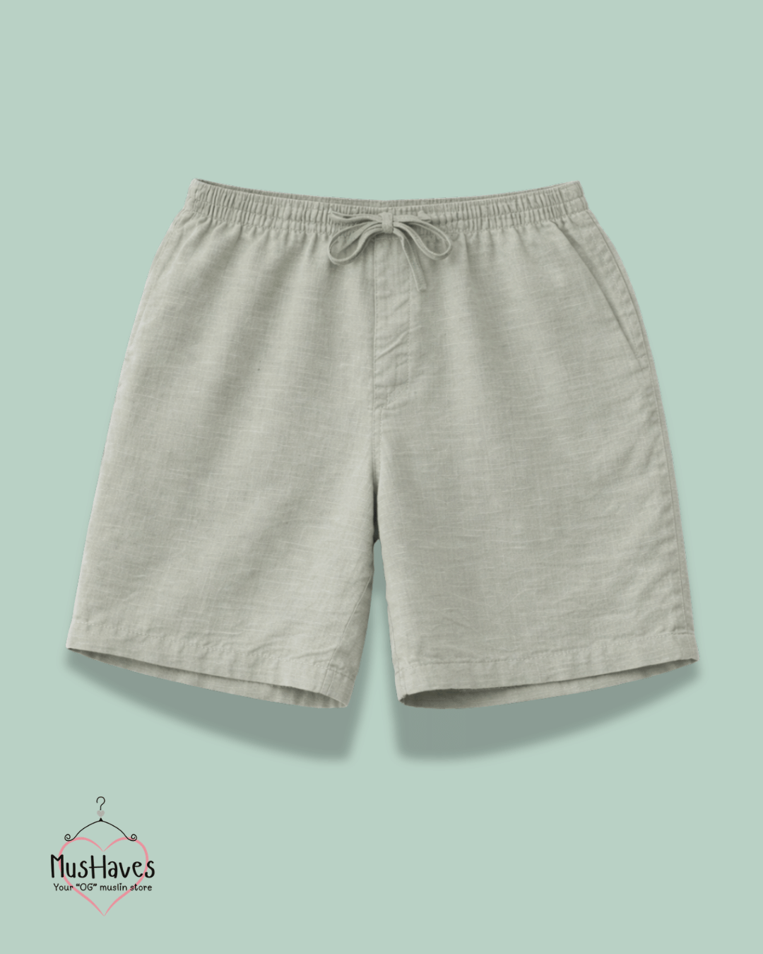 Premium Muslin Bottoms | Shorts | 100% Organic Cotton | Unisex | Greenish Grey