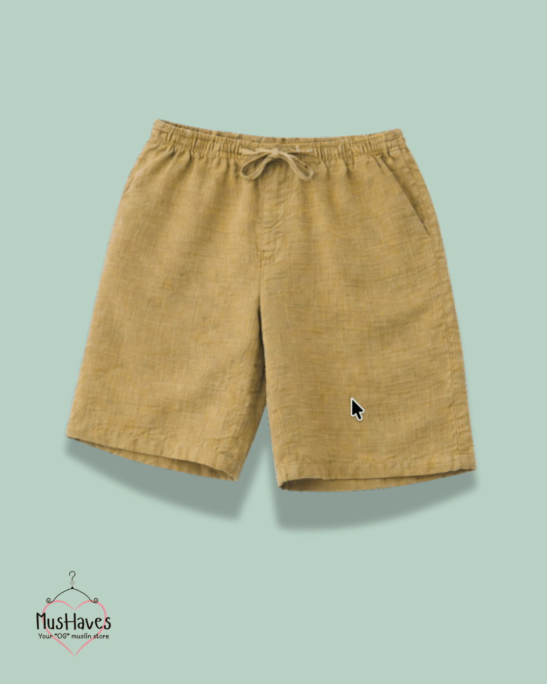 Premium Muslin Bottoms | Shorts | 100% Organic Cotton | Unisex | Mustard Yellow