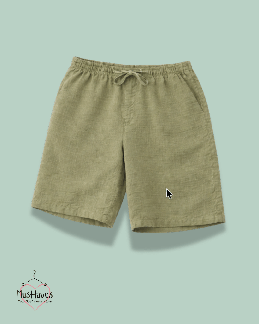 Premium Muslin Bottoms | Shorts | 100% Organic Cotton | Unisex | Olive Green