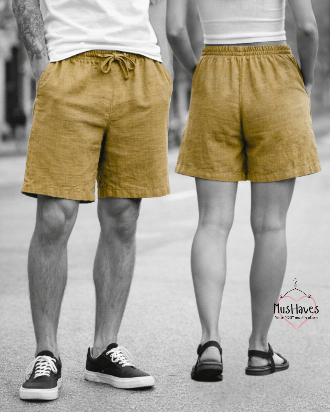 Premium Muslin Bottoms | Shorts | 100% Organic Cotton | Unisex | Mustard Yellow