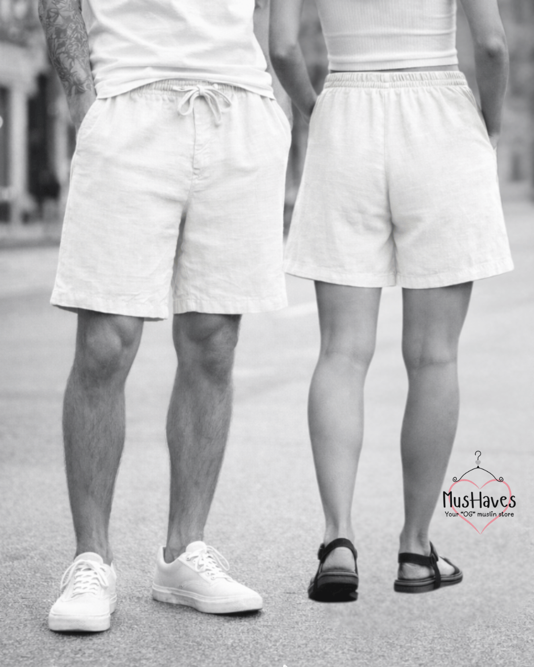 Premium Muslin Bottoms | Shorts | 100% Organic Cotton | Unisex | Pearl White