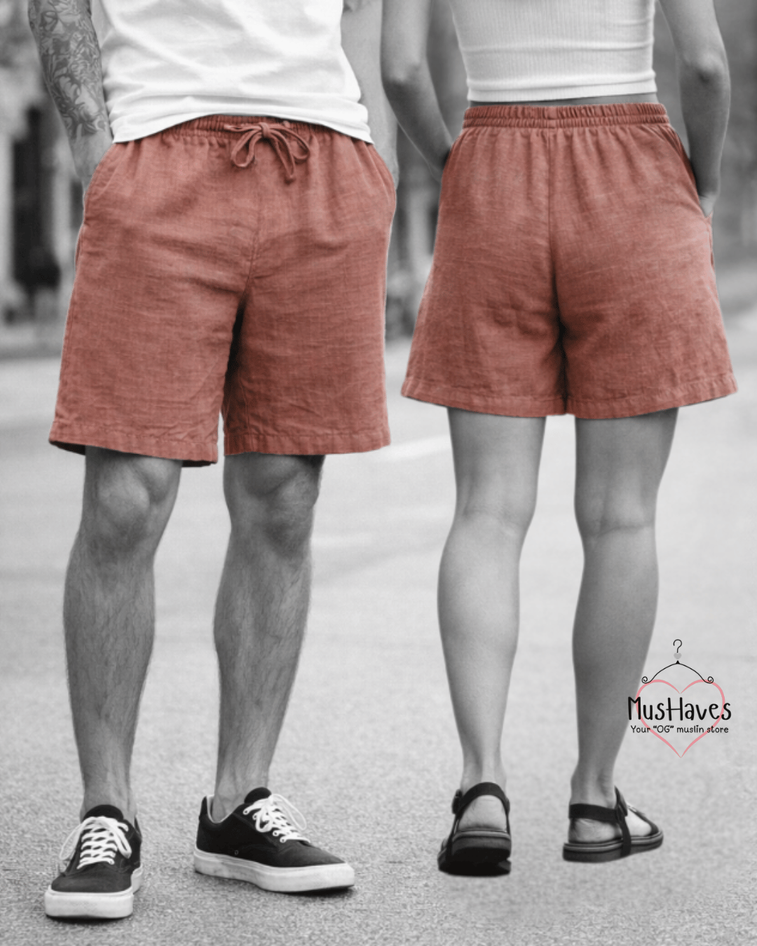 Premium Muslin Bottoms | Shorts | 100% Organic Cotton | Unisex | Rusty Red