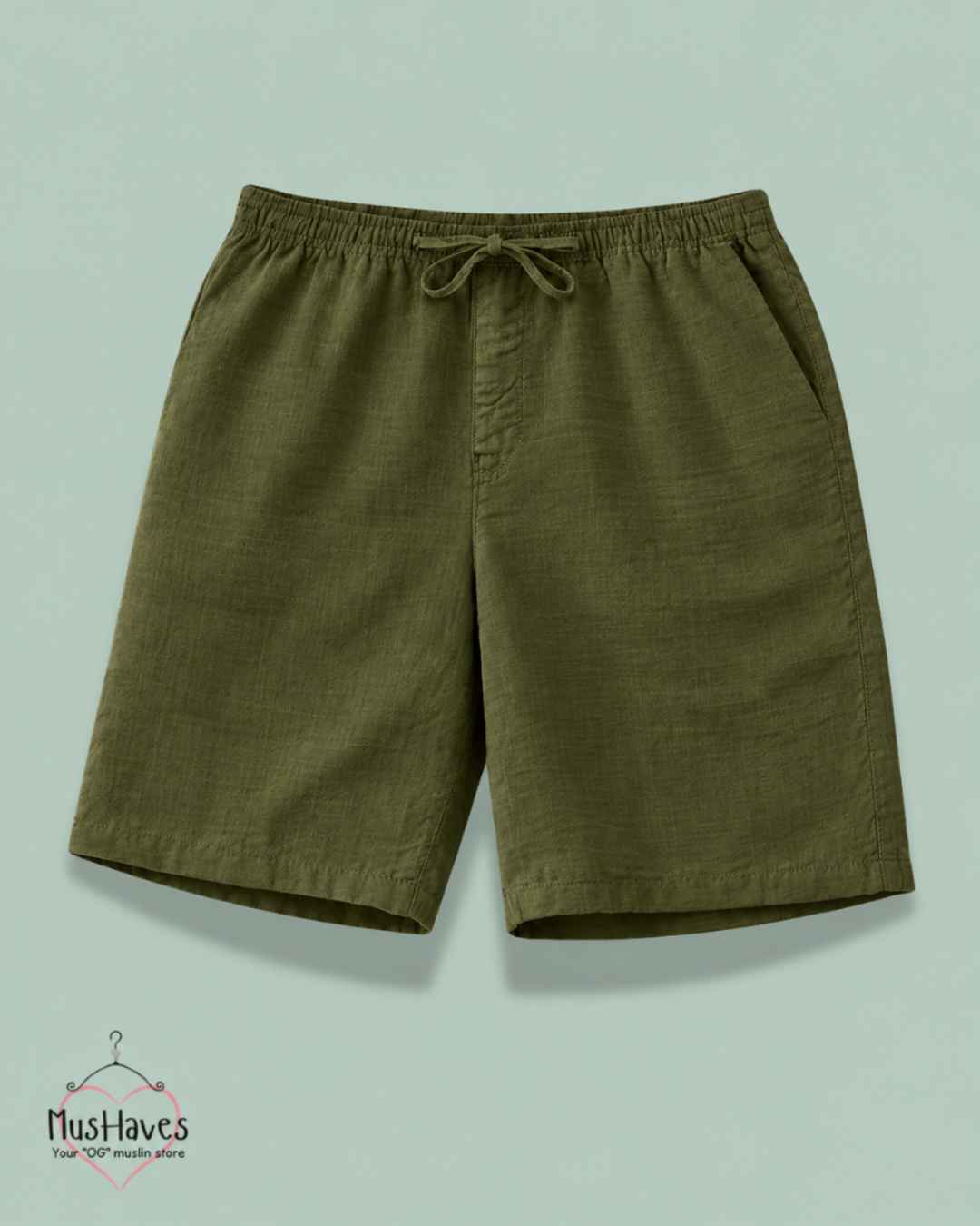Classic Muslin Shorts Unisex – Olive Green