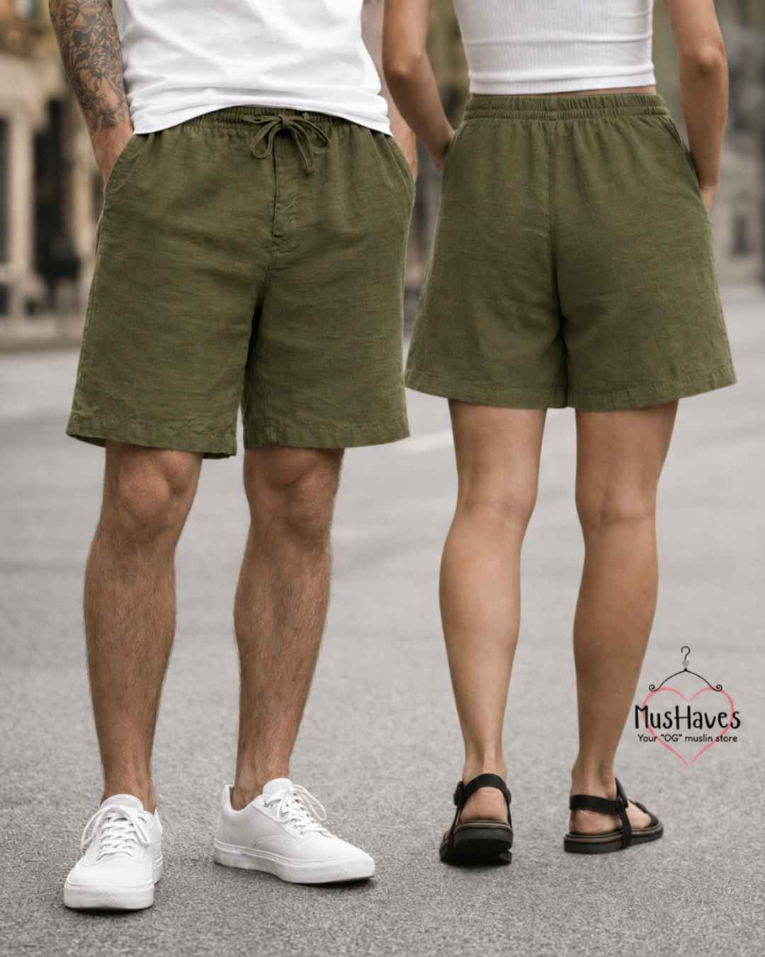 Classic Muslin Shorts Unisex – Olive Green