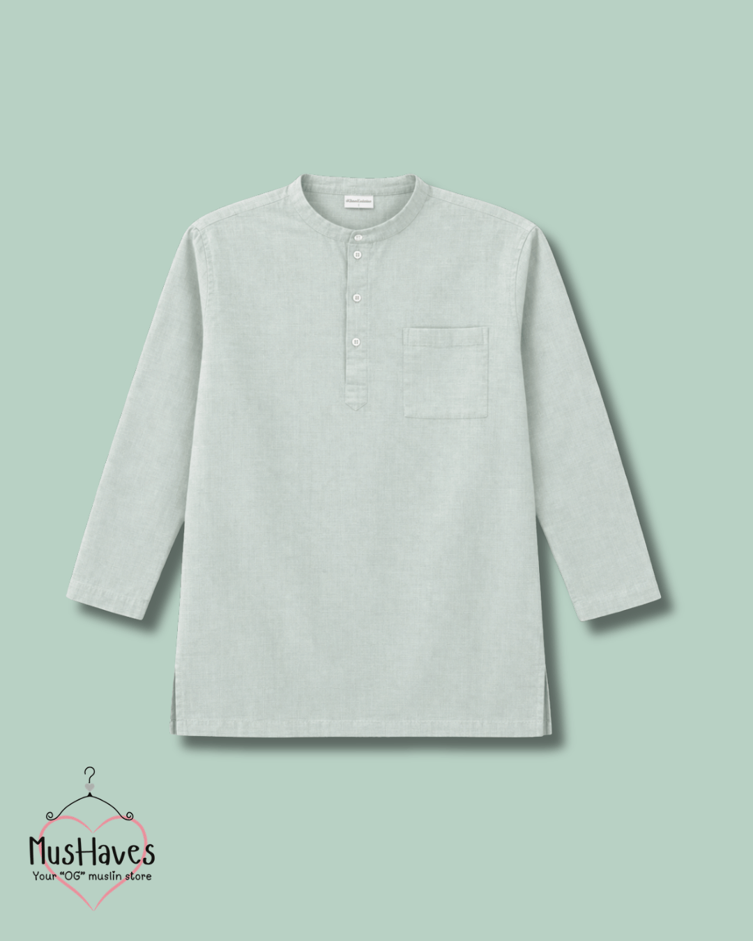 Premium Mulmul Kurta Teeshirt | 100% Organic Cotton | Men | Mushaves Classic | Mint Green