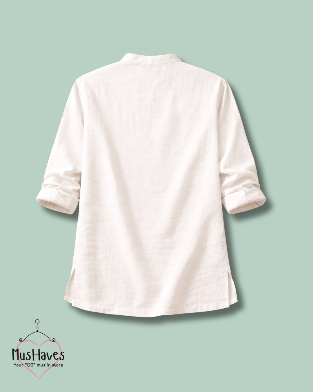 Premium Mulmul Kurta Teeshirt | 100% Organic Cotton | Men | Mushaves Classic | Pearl White
