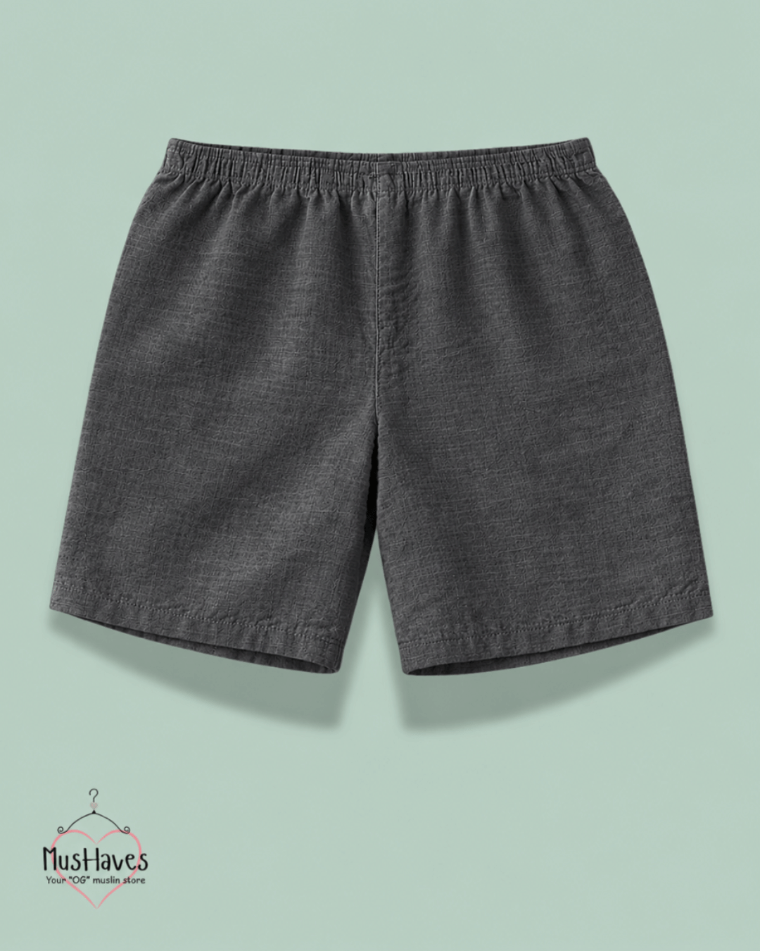 Classic Muslin Shorts Unisex – Charcoal-Grey