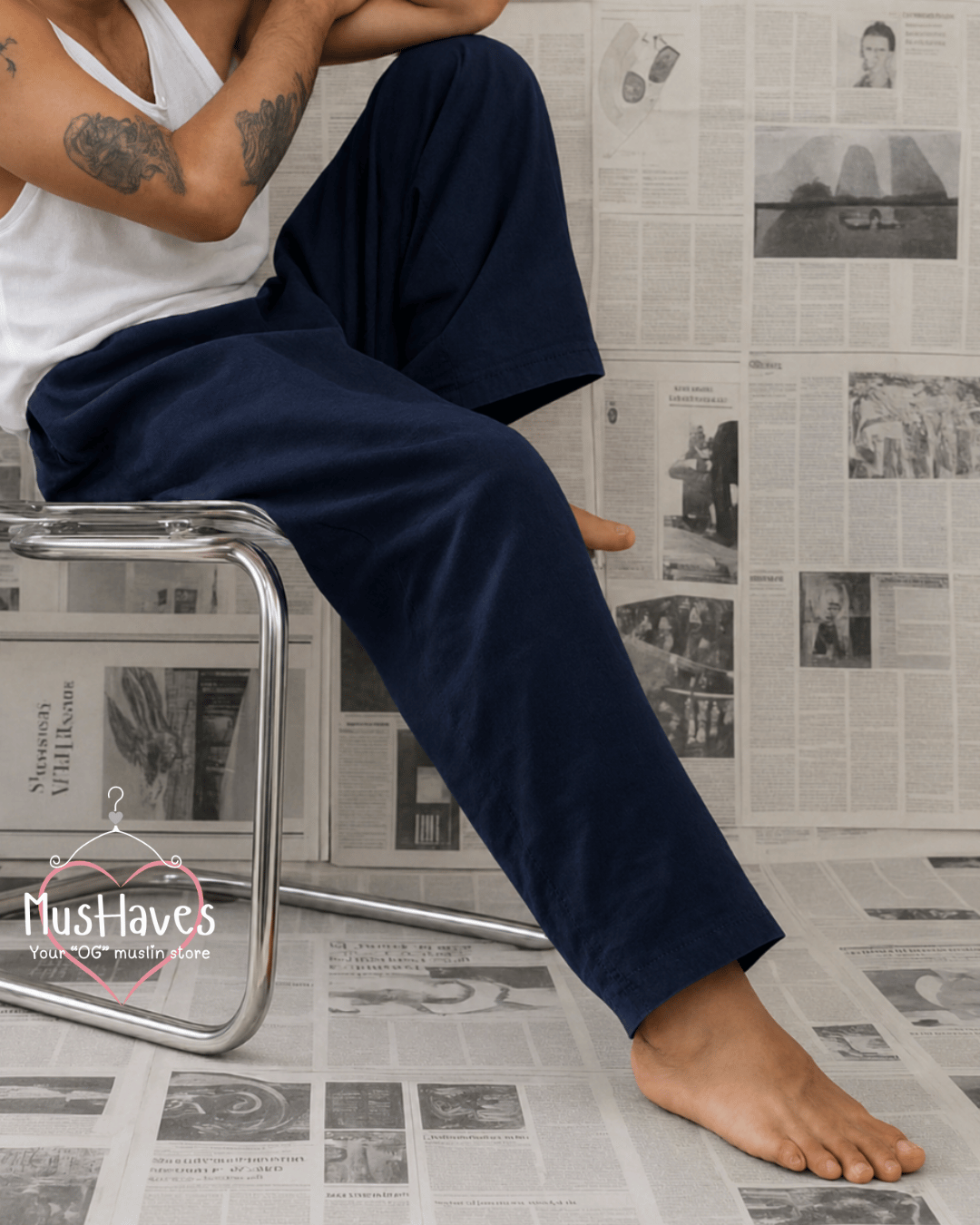 Breezy Muslin Relaxed Bottoms – Royal Blue