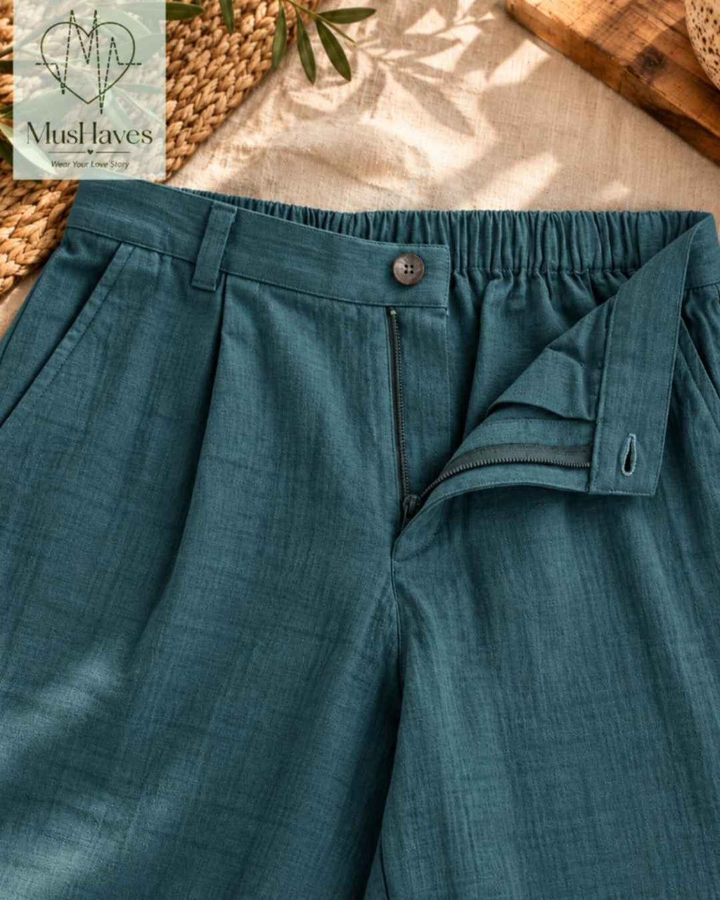 MusHaves EasyFlow Muslin Pants | Relaxed Straight-Fit Trousers | Rusty Teel