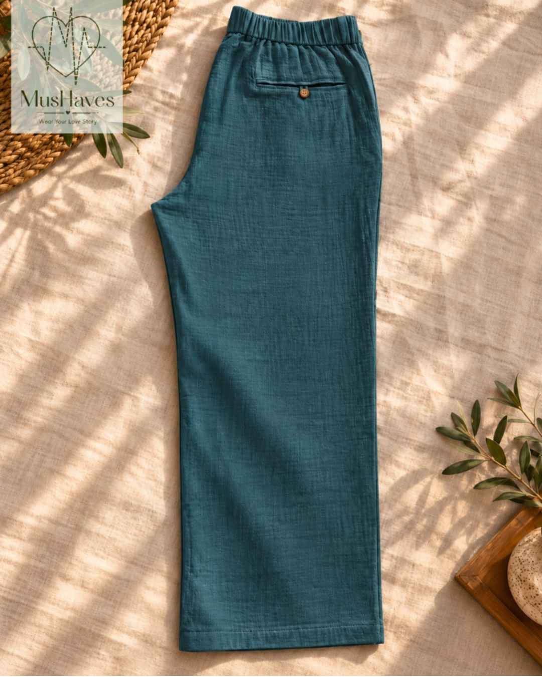 MusHaves EasyFlow Muslin Pants | Relaxed Straight-Fit Trousers | Rusty Teel