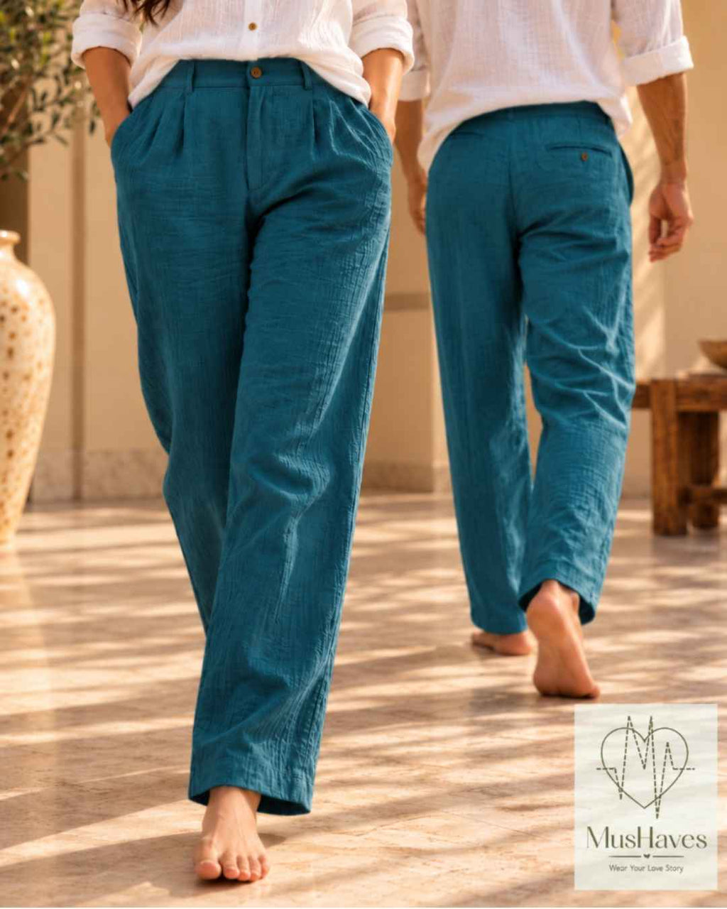 MusHaves EasyFlow Muslin Pants | Relaxed Straight-Fit Trousers | Rusty Teel