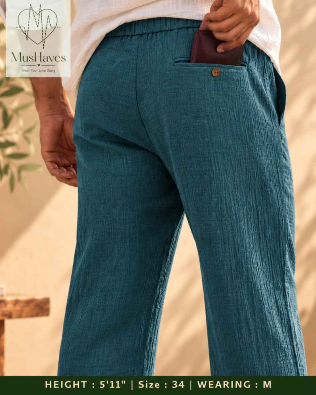 MusHaves EasyFlow Muslin Pants | Relaxed Straight-Fit Trousers | Rusty Teel