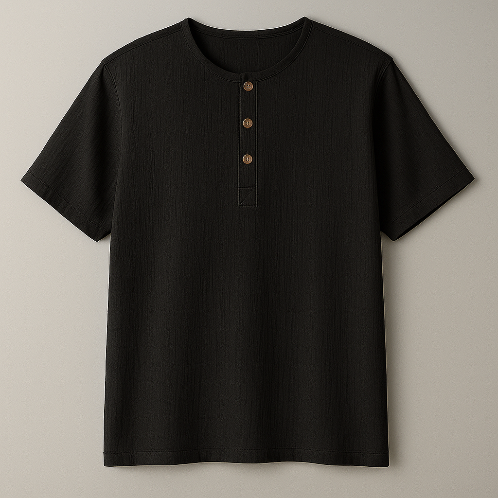 Unisex Organic Cotton Muslin T-Shirt – 100% Double Gauze, Loose Fit, Breathable black Tee