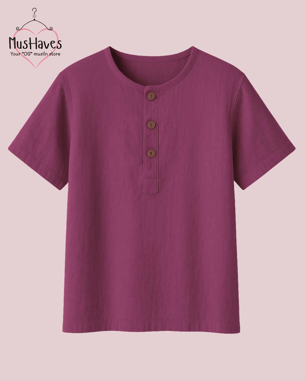 Unisex Organic Cotton Muslin T-Shirt – 100% Double Gauze, Loose Fit, Breathable Purple Teeshirt