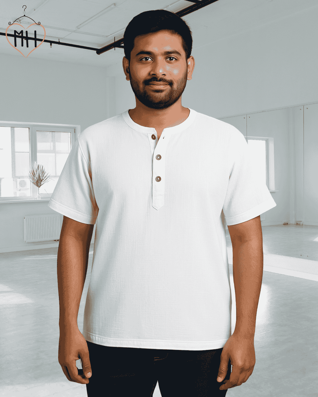 Unisex Organic Cotton Muslin T-Shirt – 100% Double Gauze, Loose Fit, Breathable White Tee