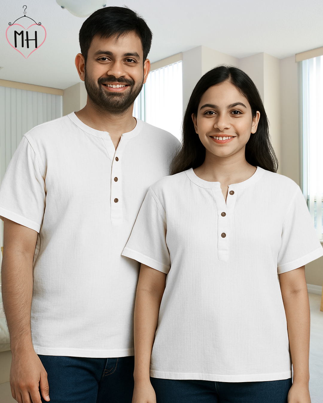 Classic Muslin Henley – Pearl White