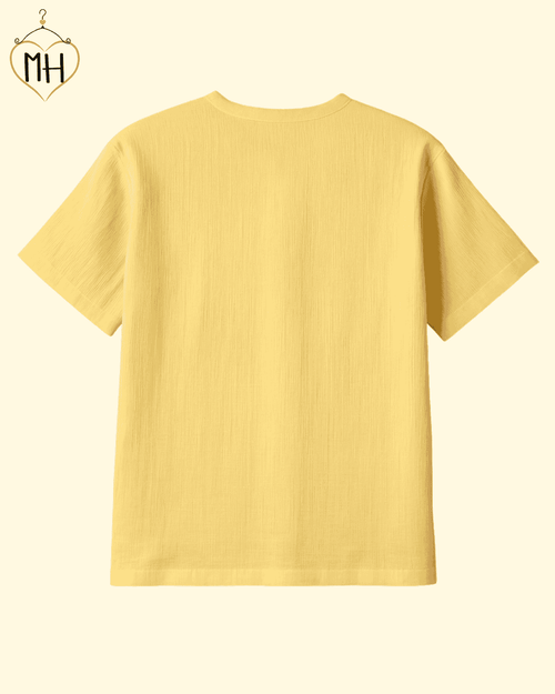 Unisex Organic Cotton Muslin T-Shirt – 100% Double Gauze, Loose Fit, Breathable Lemon Yellow Tee