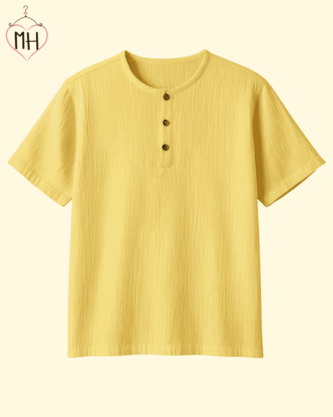 Unisex Organic Cotton Muslin T-Shirt – 100% Double Gauze, Loose Fit, Breathable Lemon Yellow Tee