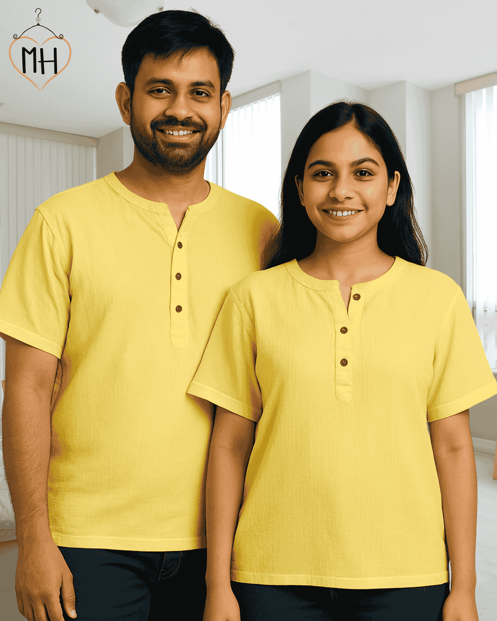 Unisex Organic Cotton Muslin T-Shirt – 100% Double Gauze, Loose Fit, Breathable Lemon Yellow Tee