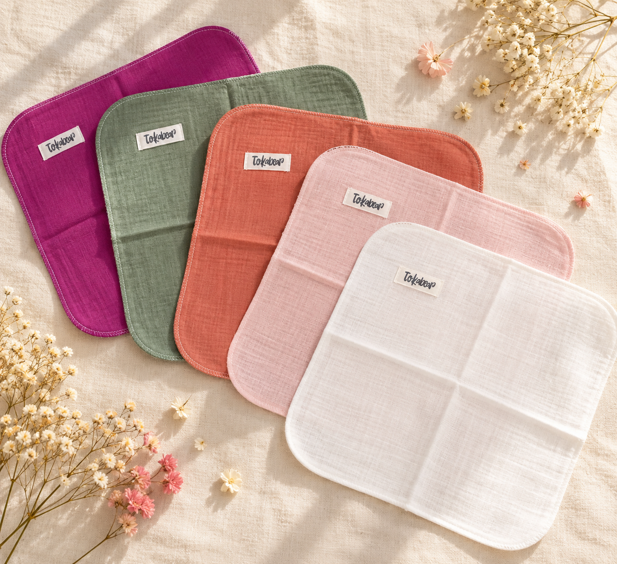 Double-Layer Muslin Hankies – Pack of 3, 6 or 12 (Assorted Colours)