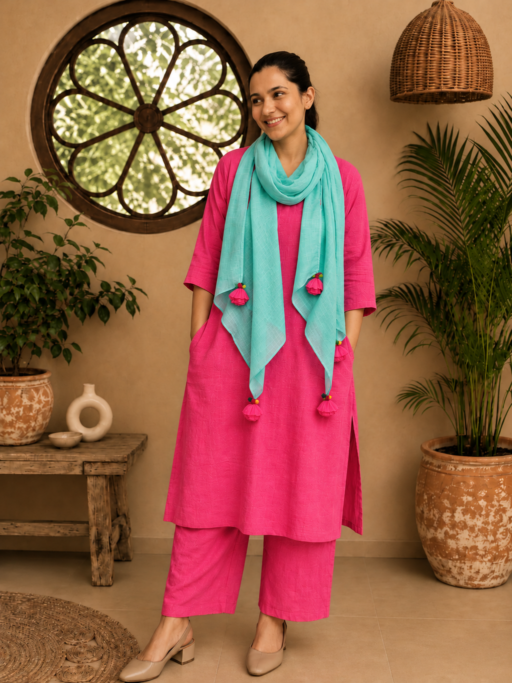 Single Gauze Muslin Stole – Malmal Dupatta with Tassels