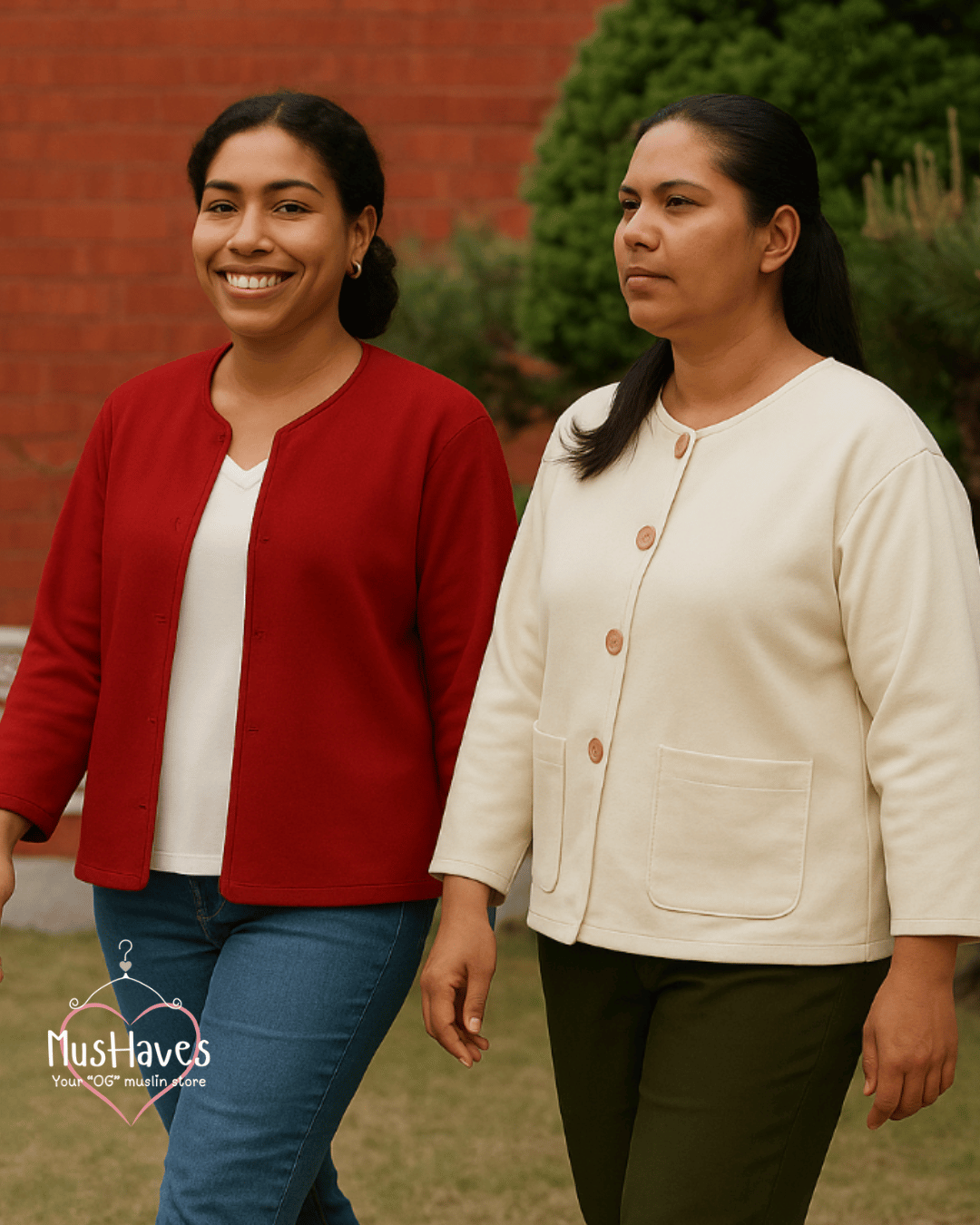 Premium Muslin Jacket | Women | 100% Organic Cotton | Mulmul | 4-Layer | 6-Layers | Reversible | Round Neck | 10°C to 25°C | Pearl White + Red