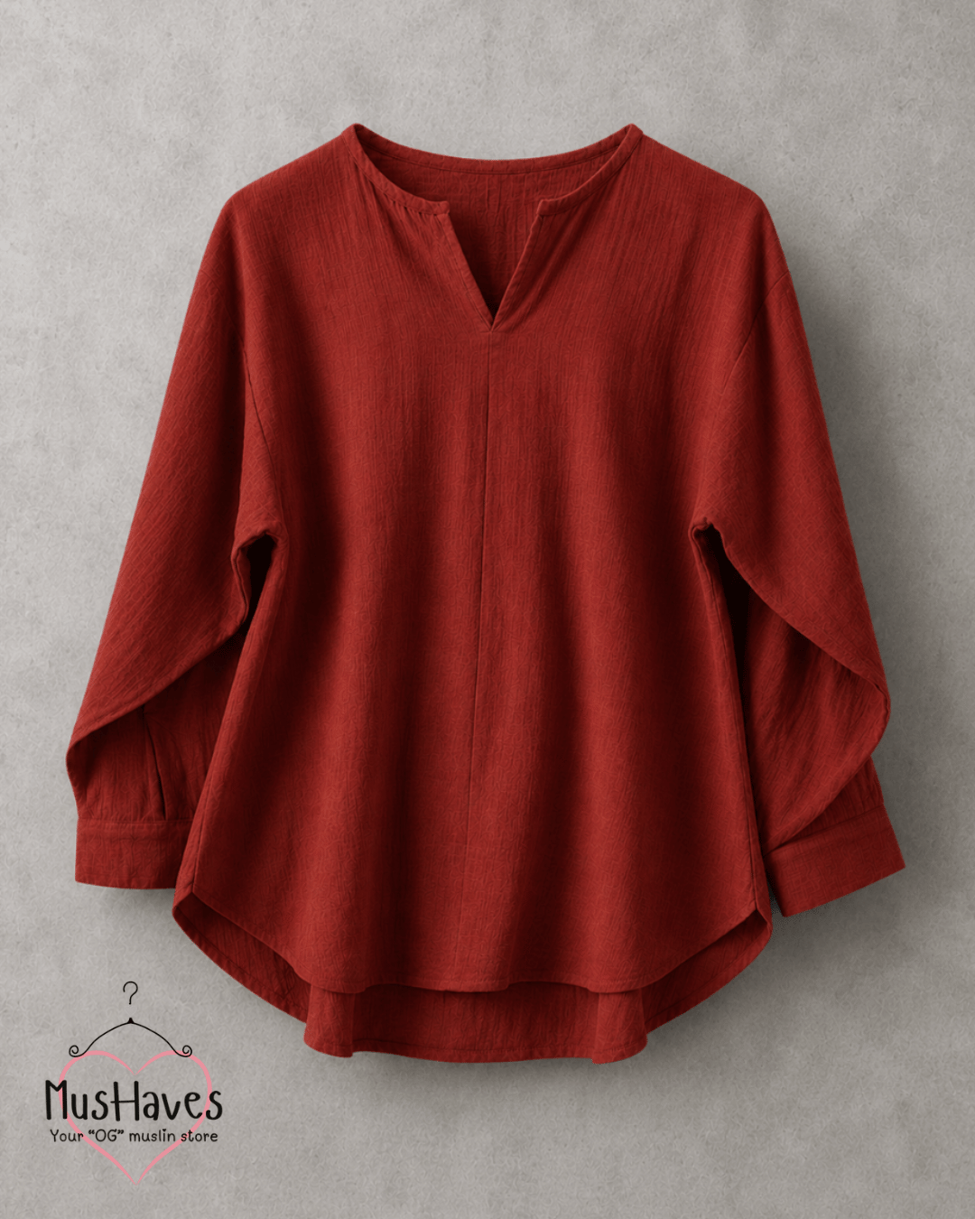 Muslin Longline Formal Tunic Top & Trouser Set – Maroon × Black
