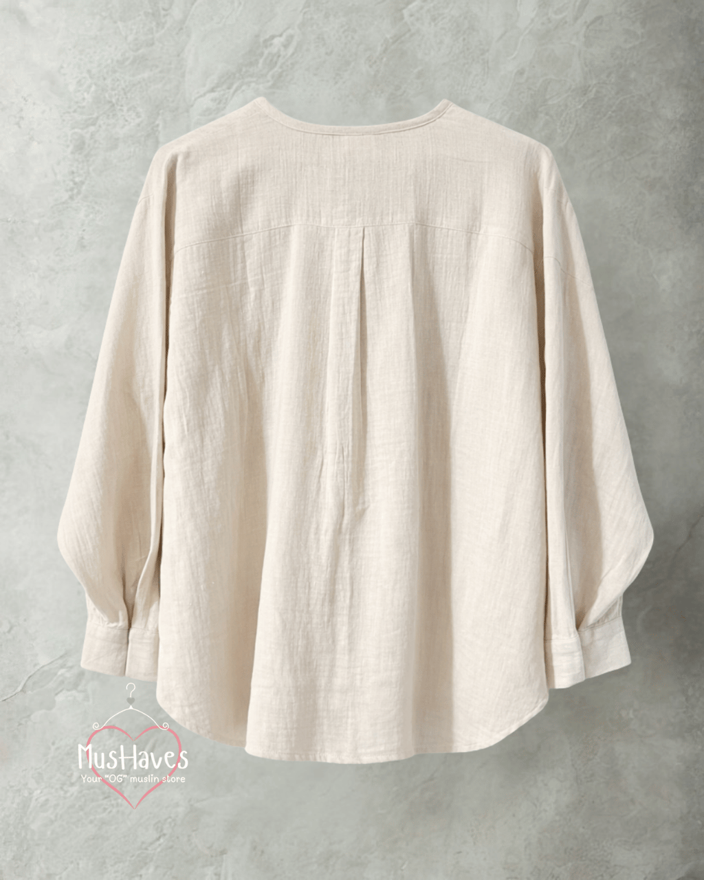 Muslin Full Sleeve Formal Tunic Top – Beige