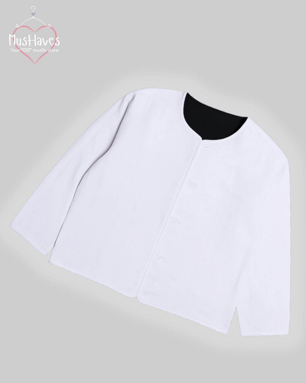 Premium Muslin Jacket | Women | 100% Organic Cotton | Mulmul | 4-Layer | 6-Layers | Reversible | Round Neck | 10°C to 25°C | Charcoal Black + Pearl White