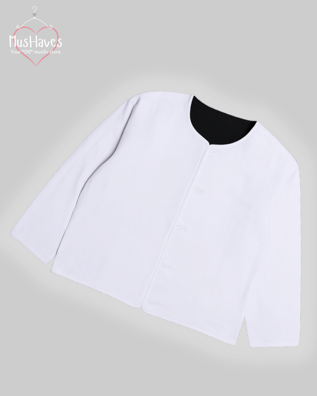 Premium Muslin Jacket | Women | 100% Organic Cotton | Mulmul | 4-Layer | 6-Layers | Reversible | Round Neck | 10°C to 25°C | Charcoal Black + Pearl White