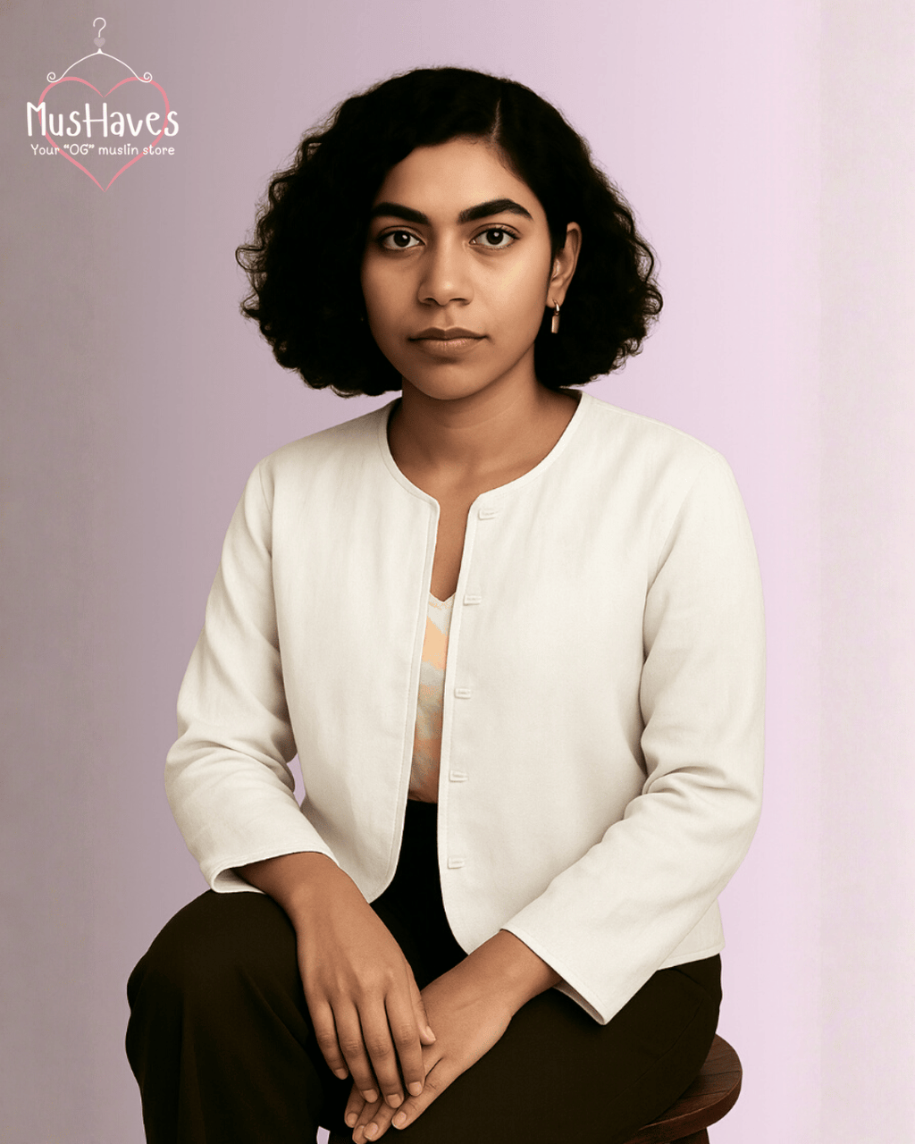 Premium Muslin Jacket | Women | 100% Organic Cotton | Mulmul | 4-Layer | 6-Layers | Reversible | Round Neck | 10°C to 25°C | Charcoal Black + Pearl White