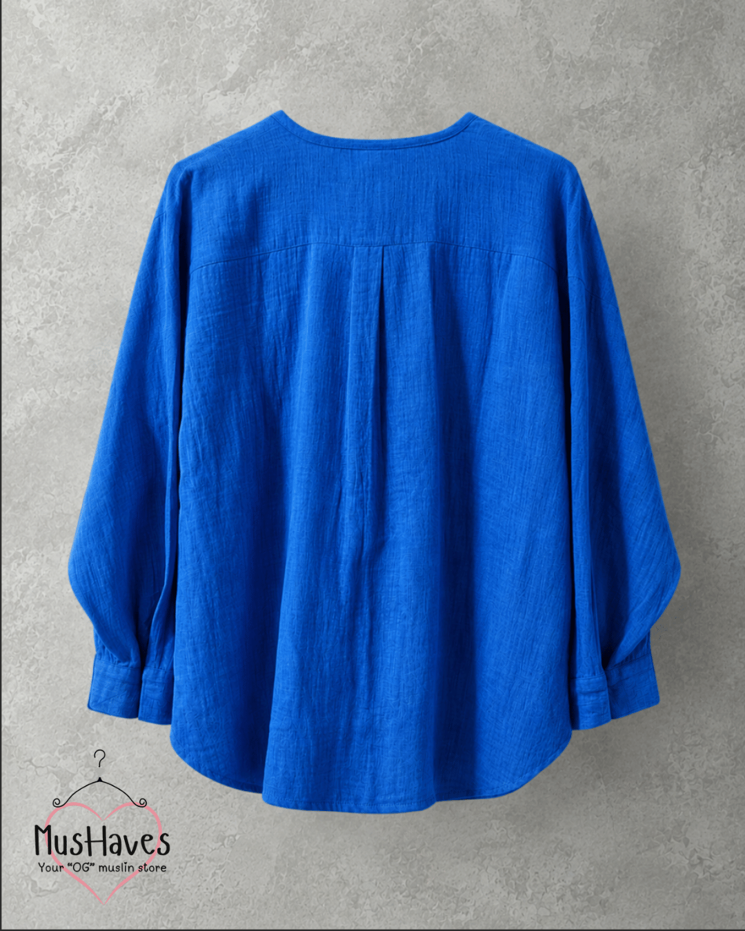 Muslin Longline Formal Tunic Top & Trouser Set – Cobalt × Beige