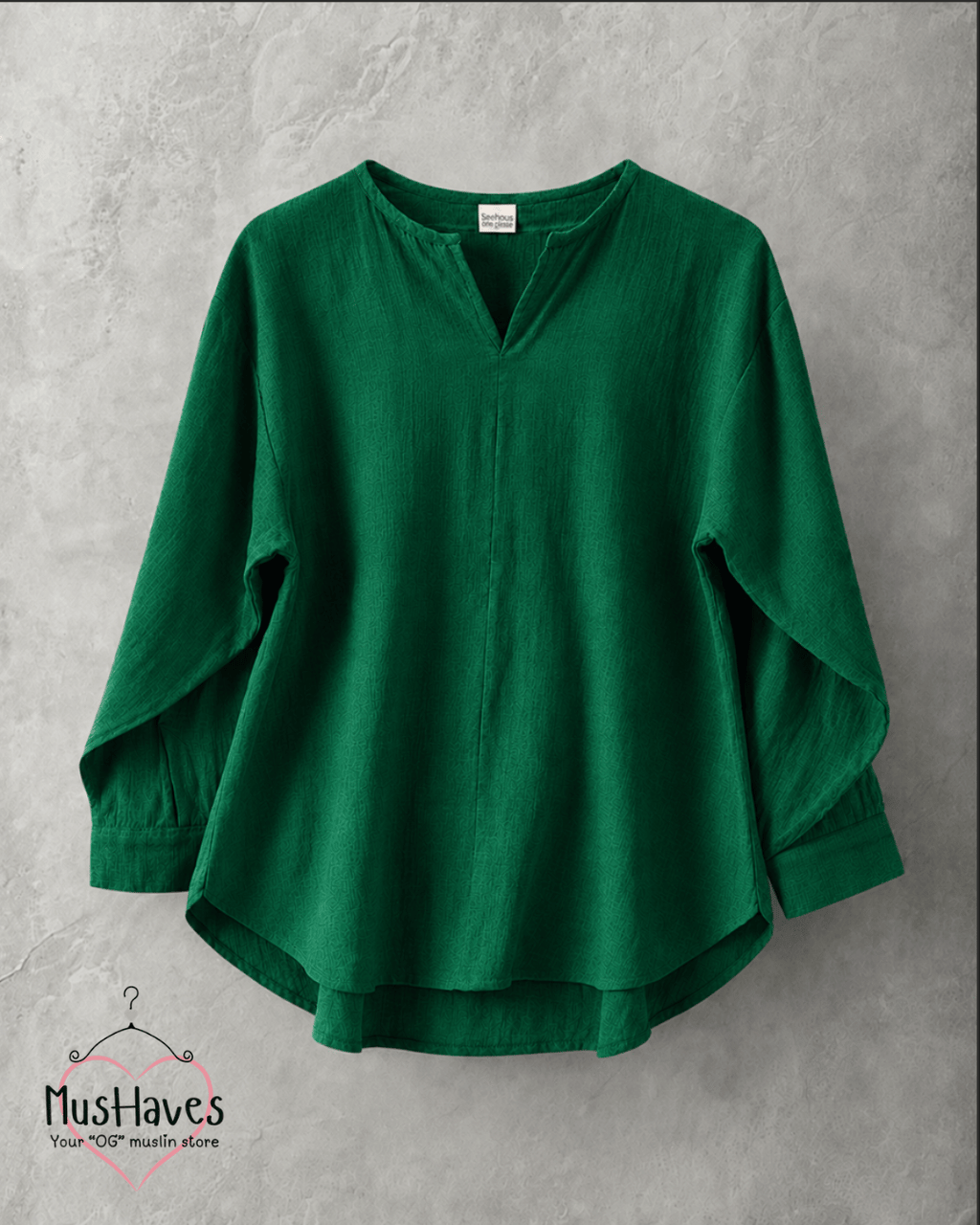 Muslin Longline Formal Tunic Top & Trouser Set – Forest Green × Beige