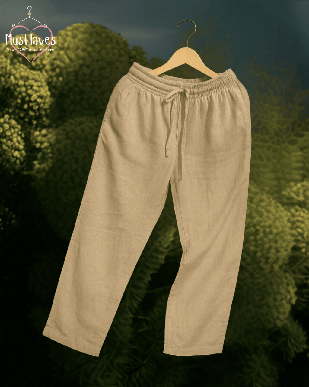 Premium Muslin Combo set | Teeshirt + Bottoms | Yellow + Beige