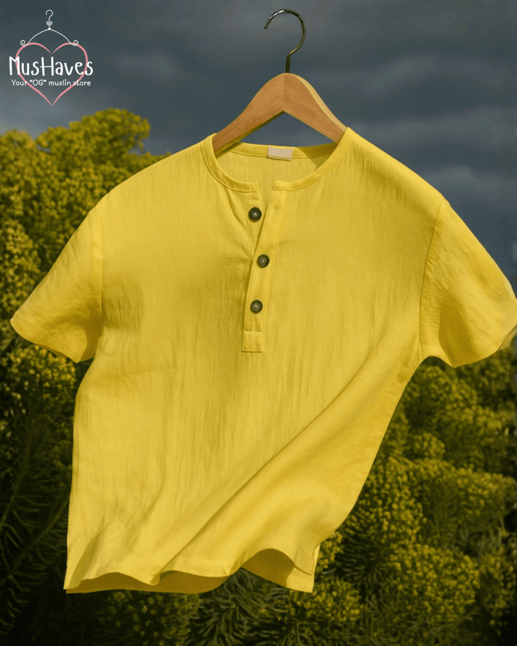 Premium Muslin Combo set | Teeshirt + Bottoms | Yellow + Beige